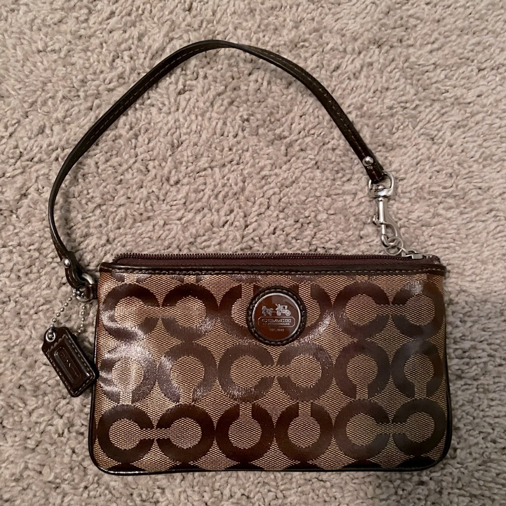 Coach brown wristlet